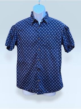 Faherty Brand Men’s Floral Short Sleeve Button Front Shirt Size Medium!